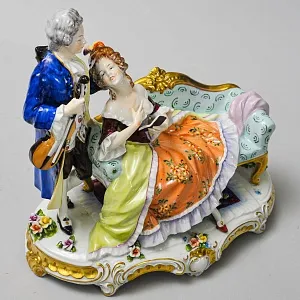 Коллекционная Фарфоровая Статуэтка «Музыкальный Дуэт», Unterweissbach 1958 - 1976 годы.