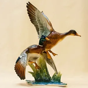 Большая Фарфоровая Статуэтка «Птицы - Взлетающие утки», Hutschenreuther,  Германия -1970 год.