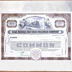 Коллекционная Оригинальная Ценная Бумага - Акция Железнодорожной Компании США - 1965г.