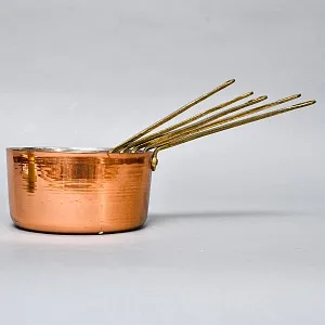 Винтажный Набор - 5-ть Медных Ковшиков - Сотейников разных размеров, Франция - 70 -е годы ХХ века.