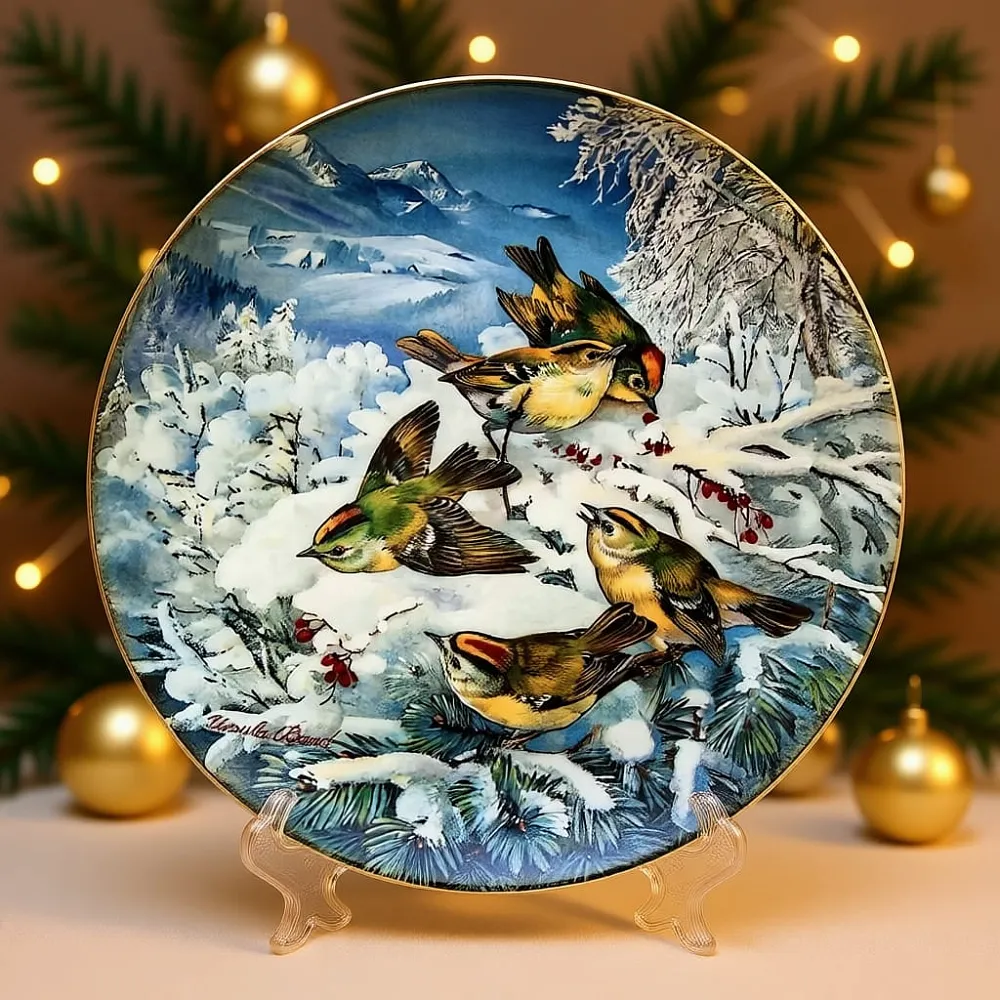 Коллекционная Тарелка «Корольки в лесу» Фарфор, Hutschenreuther, Германия -1992 год.