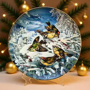 Коллекционная Тарелка «Корольки в лесу» Фарфор, Hutschenreuther, Германия -1992 год.