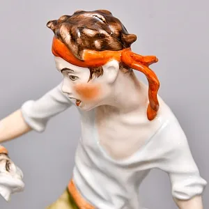 Редкость! Фарфоровая статуэтка «Мальчик и осел», KAISER Германия, 1970 - 1979 годы.