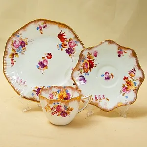 Антикварная, Коллекционная Чайная пара +Тарелка (Тройка) , Англия, конец ХIX - начало ХХ века.