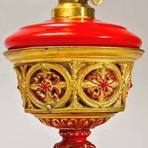 Антикварная Керосиновая Лампа «Золотое кружево» Металл / Стекло, начало ХХ века.