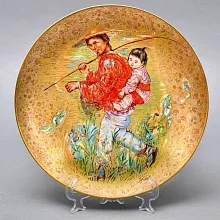 Авторская Фарфоровая Тарелка - Блюдо «Мистер Обата» Gold, Rosenthal Германия, 1974 - 1982 год. 