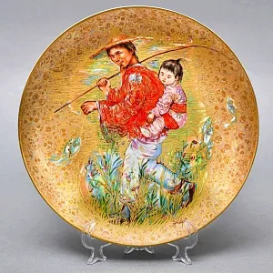 Авторская Фарфоровая Тарелка - Блюдо «Мистер Обата» Gold, Rosenthal Германия, 1974 - 1982 год. 