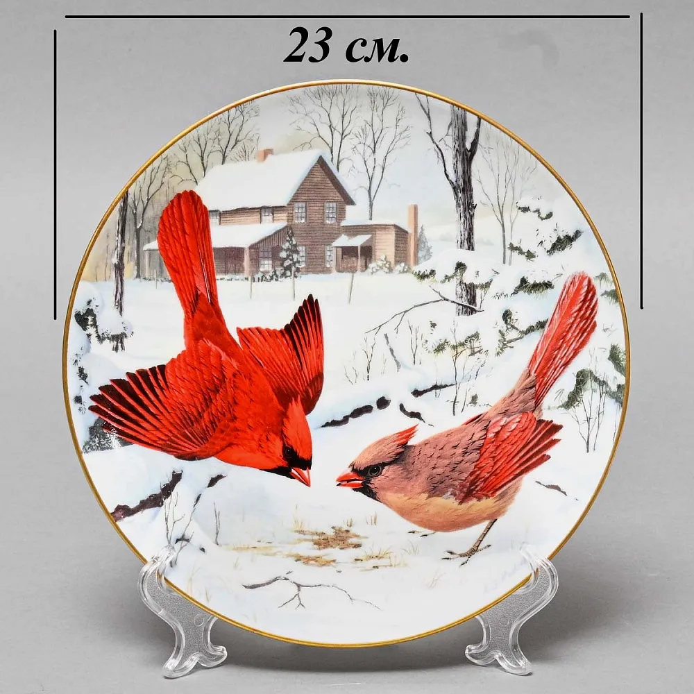 Коллекционная Тарелка «Кардинал - Сбор ягод» Фарфор, Franklin Porcelain США -1983 год.