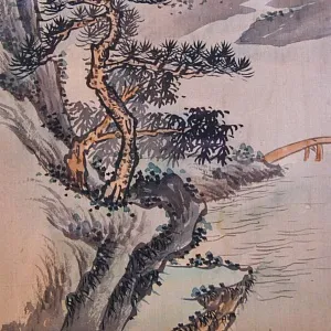 Редкость! Парные Картины - Пейзажи «Страна Грёз», Тушь Акварель Багет, Япония первая половина ХХ века..