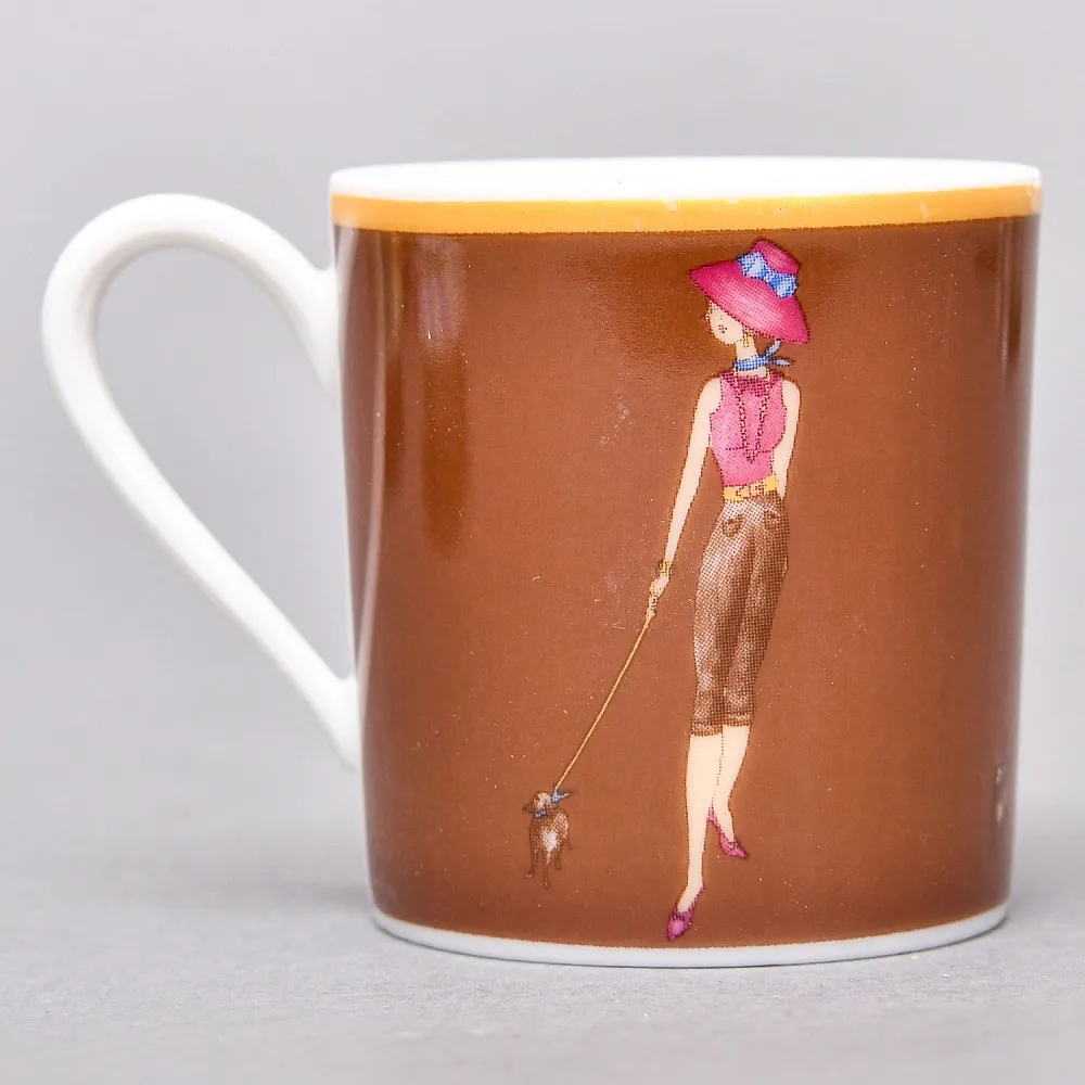 Набор из 4-х Кофейных пар «За покупками - Shopping», Limoges Medard de Noblat Франция, конец ХХ века.