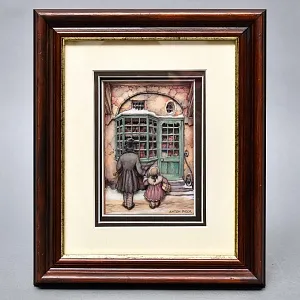 Объемная Картина - Панно в технике 3D декупаж «У витрины магазина», 70-е годы ХХ века.