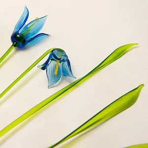 Авторская Стеклянная Статуэтка «Цветы КОЛОКОЛЬЧИКИ», Цветное стекло, Россия.