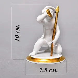  Антикварная Фарфоровая статуэтка «Мальчик c горном и копьем», ROSENTHAL Германия - 1924 год. 