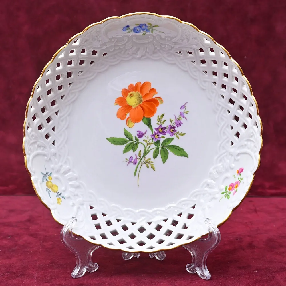 Сервировочная Тарелка - Блюдо - Сухарница «Мейсенский цветок», Фарфор MEISSEN, Германия.