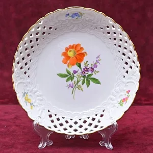 Сервировочная Тарелка - Блюдо - Сухарница «Мейсенский цветок», Фарфор MEISSEN, Германия.