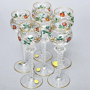 Хрустальные Бокалы для Вина «Blumenstrauß», Theresienthal Германия, 80 -е годы ХХ века. 