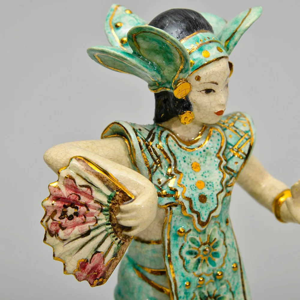 Коллекционная Фаянсовая статуэтка "Балийский танец", Poterie D'Art de Lausanne Швейцария - вторая половина ХХ века.