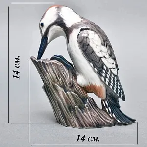 Коллекционная Фарфоровая статуэтка «Птица. Дятел на ветке», Dahl-Jensen Дания, середина ХХ века. 