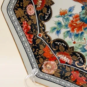 Редкость! Коллекционная Тарелка - Блюдо «Цветы и Павлины» Фарфор ROYAL PE ACOCK, Япония 70 -е гг.