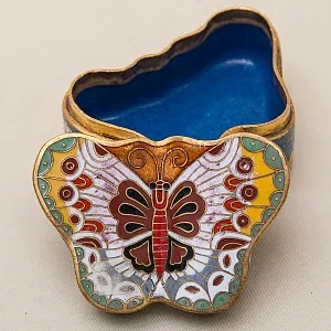 Винтажная Шкатулка - Бонбоньерка «БАБОЧКА» в технике «Клуазоне», Китай 50-е годы ХХ века. 