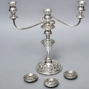 Старинный Канделябр - Подсвечник на Три Свечи, Silverplated SHEFFIELD Англия, начало ХХ века.