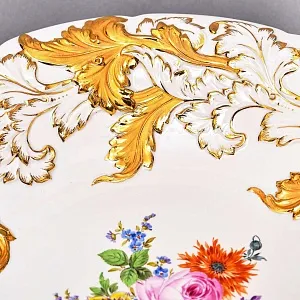 Коллекционное Фарфоровое Блюдо «Букет с розой», MEISSEN Германия, первая половина ХХ века. 