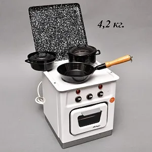 Винтажная Электрическая Игрушка - Кукольный детский набор - Плита с Посудой, Германия -80 гг.. 