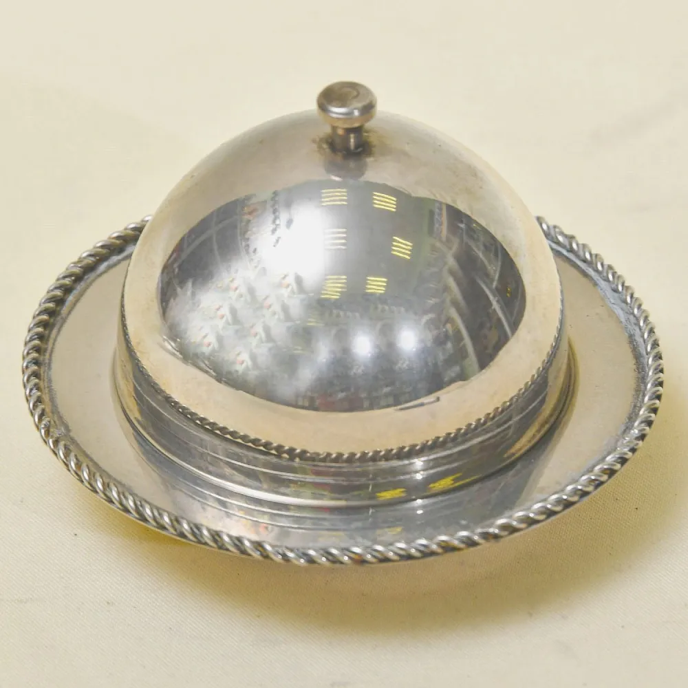 Металлическая Икорница - Соусница - Джемница с хрустальным вкладышем, Silverplate, SHEFFIELD Англия -60 -е гг.