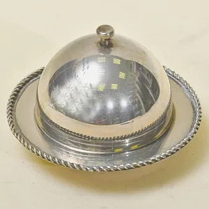 Металлическая Икорница - Соусница - Джемница с хрустальным вкладышем, Silverplate, SHEFFIELD Англия -60 -е гг.