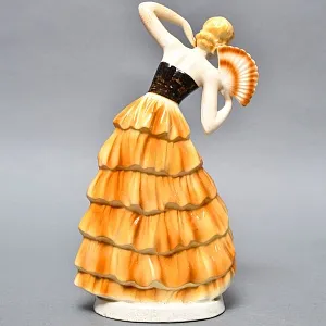 Антикварная Фарфоровая Статуэтка «Танцовщица с веером» SITZENDORF, Германия начало ХХ века.