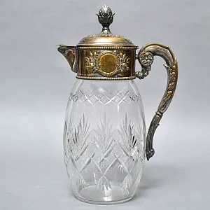 Старинный Антикварный Хрустальный Графин - Кувшин на 4 литра. Silverplate, Германия начало ХХ века.