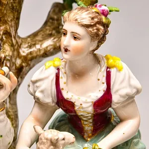 Большие Парные Фарфоровые статуэтки «Влюбленные», Ludwigsburg Германия, середина ХХ века. 