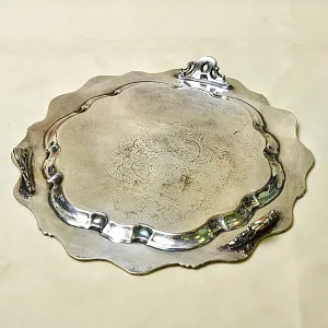 Антикварный Металлический Поднос на ножках, Silverplated, SHEFFIELD Англия.