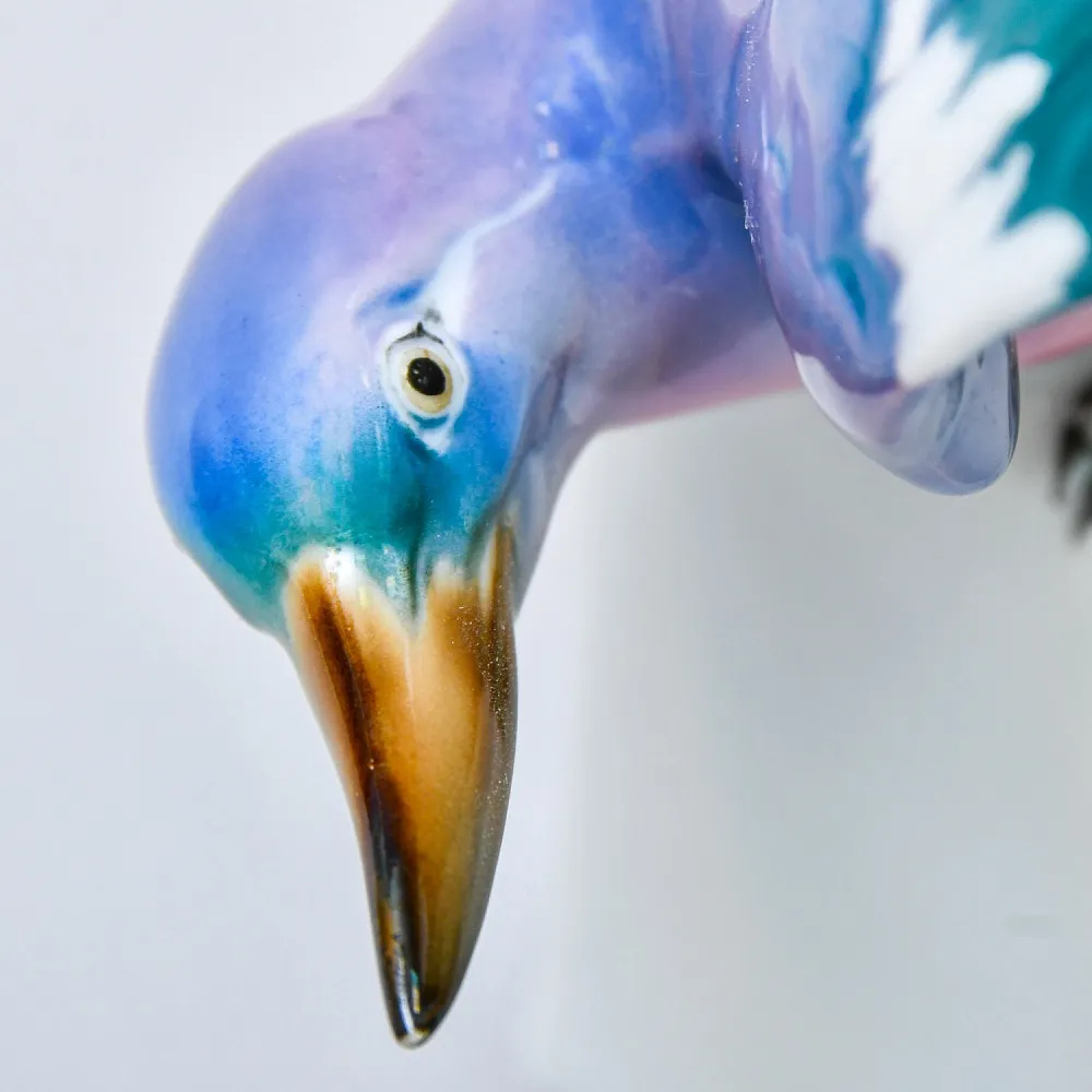 Антикварная Фарфоровая Статуэтка «Птица - Зимородок». Karl Ens Германия, первая половина ХХ века.