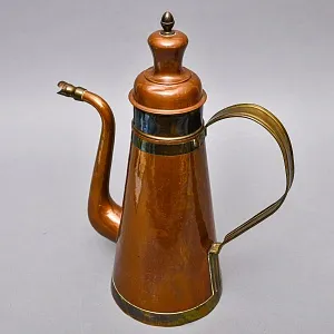 Большой Винтажный Медный Кофейник - Чайник - Запарник, Бельгия первая половина ХХ века.