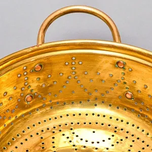 Большой Старинный Латунный Дуршлаг - Сито - Сотейник Франция начало ХХ века.