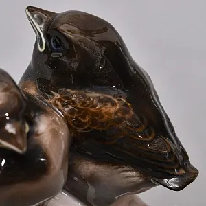 Коллекционная Фарфоровая статуэтка «Птицы. Три птенца на ветке», ROSENTHAL Германия, 50-е гг.