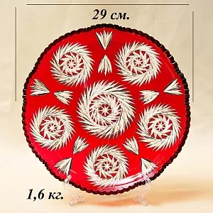 Сервировочное Блюдо - Фруктовница Красного Хрусталя GUTEZEICHEN Германия D-29 см., конец 60-х гг.