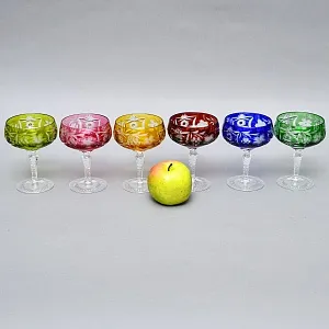 Набор 6-ть «Креманок» из Цветного Хрусталя серия «Виноград», NACHTMANN Германия, 60 -е годы.