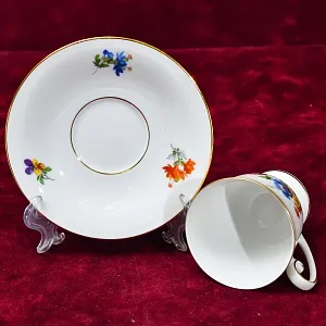 Коллекционная Кофейная Пара «Летний букет», фарфор Tirschenreuth, Германия -70 гг.