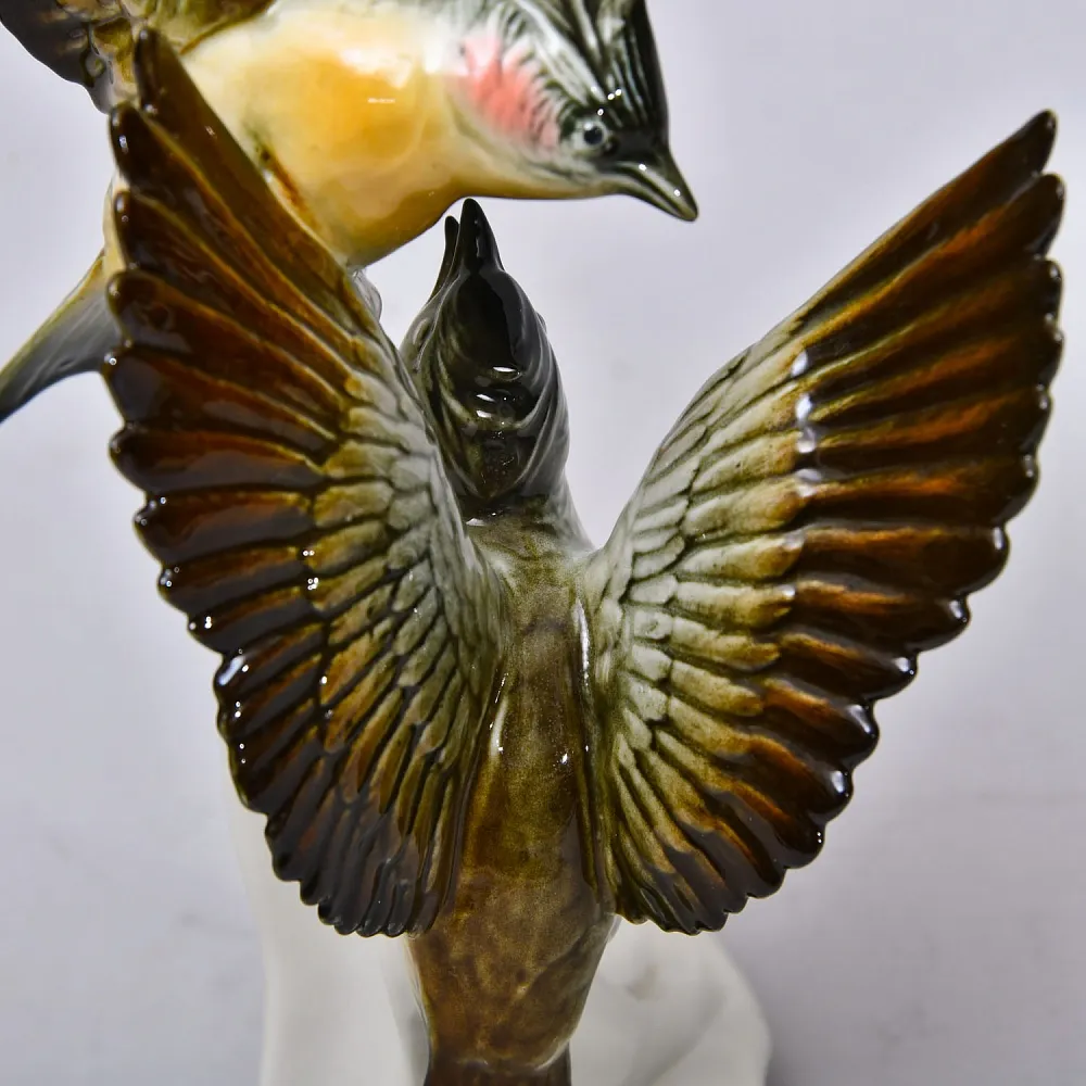 Пара Птиц - Фарфоровая Статуэтка «Хохлатые Жаворонки», Карл Энс / Karl Ens, Германия 50 гг.