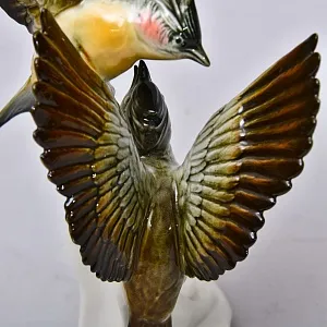 Пара Птиц - Фарфоровая Статуэтка «Хохлатые Жаворонки», Карл Энс / Karl Ens, Германия 50 гг.