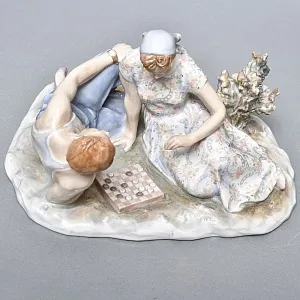 Большая Коллекционная Фарфоровая статуэтка «Затянувшаяся партия», ДФЗ Дулево Россия. 