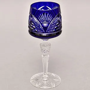 Хрустальный Бокал для вина серия «IMPERIAL» синего цвета, JOSEPHINENHUTTE Германия, 50-е годы ХХ века.