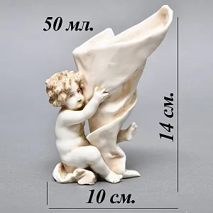 Антикварная статуэтка - салфетница «Путти с кульком», Фарфор Dressel & Kister Passau Германия.