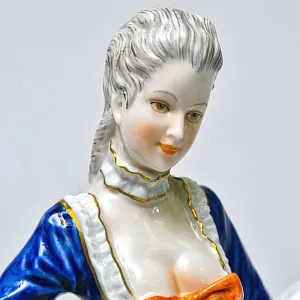 Редкость!!! Коллекционная Фарфоровая Статуэтка «Девушка в голубом платье», Unterweissbach Германия - 1958 год.