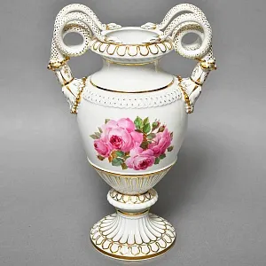 Редкость! Большая Фарфоровая ваза «Розовый куст», MEISSEN / МЕЙСЕН Германия, начало ХХ века.
