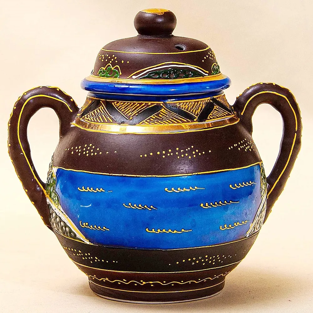 Антикварный Чайный фарфоровый сервиз в стиле Satsuma, Япония, FUTAJI, первая половина ХХ века.