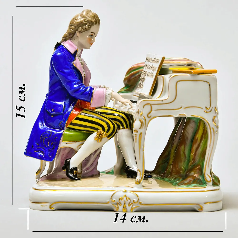 Старинная Фарфоровая Статуэтка «Пианист - Моцарт», Scheibe - Alsbach Германия.