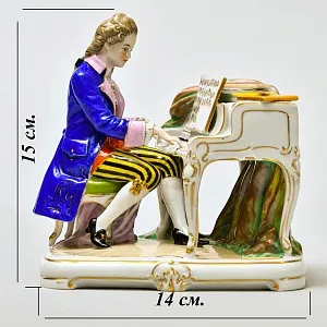 Старинная Фарфоровая Статуэтка «Пианист - Моцарт», Scheibe - Alsbach Германия.
